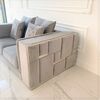 Modern 2 seater sofa upholstered in silver, gray velvet EMPORIO