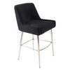 Modern glamor stool in black silver velvet fabric PALOMA