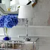 Lampa stołowa srebrna kryształowa