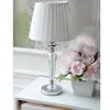 Lampa stołowa glamour srebrno biała