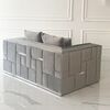 Modern 2 seater sofa upholstered in silver, gray velvet EMPORIO