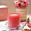Decorative scented candle in a glass crystal container, rose gold