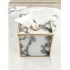 Modern tissue container, cube, gold, stone pattern
