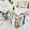 Modern tissue container, cube, gold, stone pattern