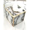 Modern tissue container, cube, gold, stone pattern