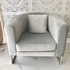 Stylish armchair Bent silver glamour for living room and dining room grey