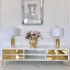 Exclusive TV chest of drawers, with mirrors, wooden, white, black, glamor, lacquered, silver VENICE
