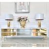 Exclusive TV chest of drawers, with mirrors, wooden, white, black, glamor, lacquered, silver VENICE