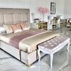 Luxurious pouffe, bedroom bench, classic, upholstered, glamor seat ELENA