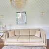Glamorous sofa for the living room, designer, exclusive, luxurious with gold strips MONACO