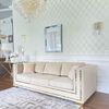 Glamorous sofa for the living room, designer, exclusive, luxurious with gold strips MONACO