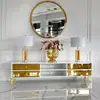Exclusive TV chest of drawers, with mirrors, wooden, white, black, glamor, lacquered, silver VENICE