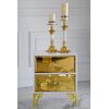 An exclusive bedside table, a wooden, varnished side table, with a mirror, gold VENICE