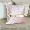 Decorative pillow with golden belt, for sofa, for bedroom, for living room, pink, gold