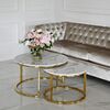 Glamour coffee table, modern gold with white stone table top MARCO GOLD