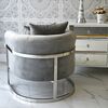 Stylish armchair Bent silver glamour for living room and dining room grey