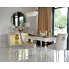 High gloss glamorous table, elegant white high gloss, light gold QUEEN