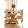 Designerski stół ANTONIO 130 cm stal okrągła do jadalni z blatem z białego, czarnego marmuru, nowoczesny glamour złoty