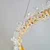 Crystal LED lamp, round ceiling lamp, ring, glamorous chandelier, modern gold BRINA