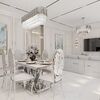 Stół srebrny z marmurowym białym blatem do jadalni glamour, ekskluzywny, nowoczesny LV COLLECTION