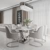 Exclusive glamor table for the dining room, modern, designer, white marble top, silver ART DECO