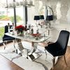 Exclusive glamor table for the dining room, modern, designer, white marble top, silver ART DECO