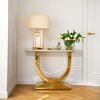 Glamor console in a modern style, with a white marble top, ART DECO gold