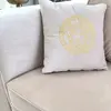 Decorative velvet pillow beige with gold logo Medusa