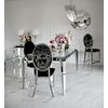 Design glamor table with a glass top, steel, modern, silver ELITE
