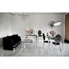 Design glamor table with a glass top, steel, modern, silver ELITE