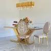 Exclusive glamor dining table, modern, with white marble, gold LV COLLECTION