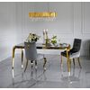 Gold upholstered chair on steel straight legs grey MADAME