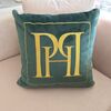 Elegant pillow 50x50, PH logo, decorative, green, gold,