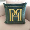 Elegant pillow 50x50, PH logo, decorative, green, gold,