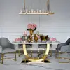 Exclusive glamor dining table, modern, designer, white marble top, gold ART DECO OUTLET