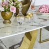 Exclusive glamor dining table, modern, designer, white marble top, gold ART DECO OUTLET