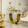 Exclusive glamor dining table, modern, designer, white marble top, gold ART DECO OUTLET