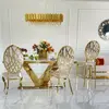 Exclusive glamor dining table, modern, with white marble, gold LV COLLECTION