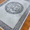 Designer carpet, with the face of a medusa, for the living room and dining room, Greek pattern, gray MEDUSA SILVER