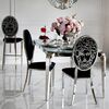 Design glamor table with a glass top, steel, modern, silver ELITE