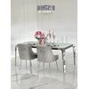Design glamor table with a glass top, steel, modern, silver ELITE