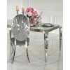 Design glamor table with a glass top, steel, modern, silver ELITE