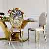 Exclusive dining chair, modern, glamor, beige, gold MEDUSA