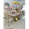 Exclusive glamor dining table, modern, with white marble, gold LV COLLECTION