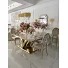 Exclusive glamor dining table, modern, with white marble, gold LV COLLECTION