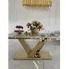 Exclusive glamor dining table, modern, with white marble, gold LV COLLECTION