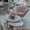 Fotel glamour SHELL SILVER nowojorski do sypialni przedpokoju różowy