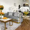 MADONNA elegant and modern grey gold glamour New York-style upholstered sofa for living room OUTLET