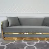 MADONNA elegant and modern grey gold glamour New York-style upholstered sofa for living room OUTLET