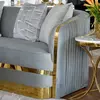 MADONNA elegant and modern grey gold glamour New York-style upholstered sofa for living room OUTLET